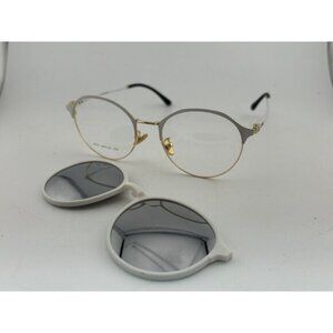 Round Clip-On Model 8031 48-20-142 White & Gold Sunglass / Eyeglass Frames